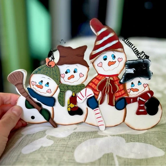 VTG Winter Seasonal Snowman Figural Whimsical Cute Wall Hanging Home Decor Art - Picture 3 of 7